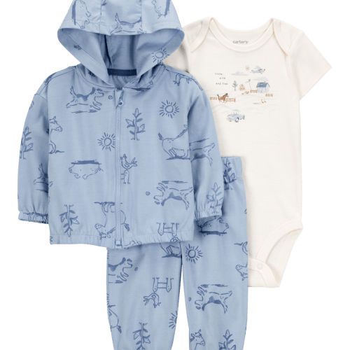 Blue/White Baby 3-Piece Dog Print Little Cardigan Set | Carter’s Oshkosh Canada