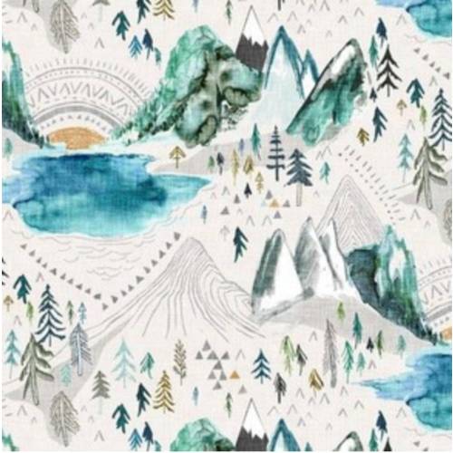 Mountain Baby Crib Bedding- Woodland Baby Blanket with slate blue backing