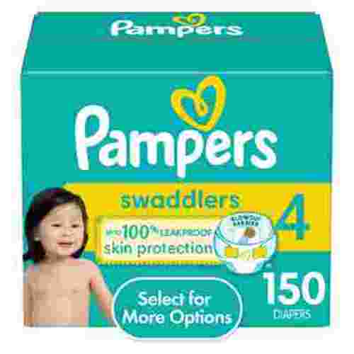 Pampers Swaddlers Size 4 Diapers, 150 Count with Leak-Guard & Blowout Barriers