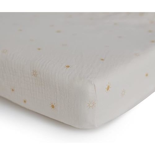 mushie Extra Soft Muslin Fitted Mini Crib Sheet | 24"x 38" (Sun)