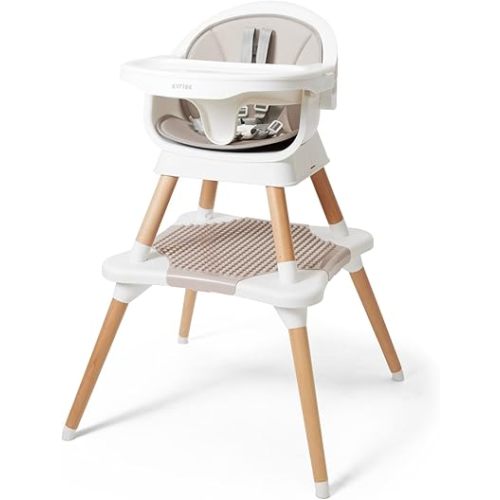 5-in-1 High Chair for Baby & Toddler - Convertible Baby Dining Seat - Portable Floor/Booster Seat - Adjustable Tray w. Cover - 5-Point Harness - Building Block Table & Chair - Stool (White)