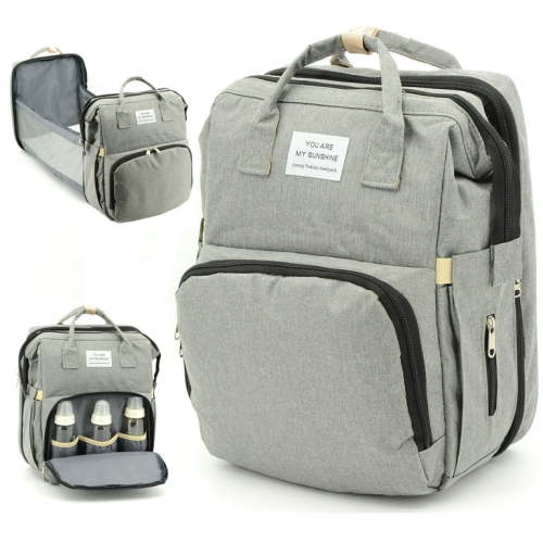 Diaper Bag Backpack, 3 in 1 Waterproof Travel Diaper Backpack,Baby Changing Bags with Changing Pad, Stroller Straps, Unisex, Grey