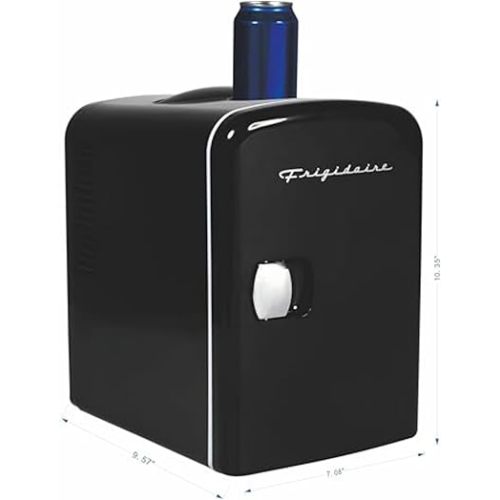 Frigidaire Mini Portable Compact Personal Fridge Cools & Heats, 4 Liter Capacity Chills Six 12 oz Cans, 100% Freon-Free & Eco Friendly, Includes Plugs for Home Outlet & 12V Car Charger (Black)