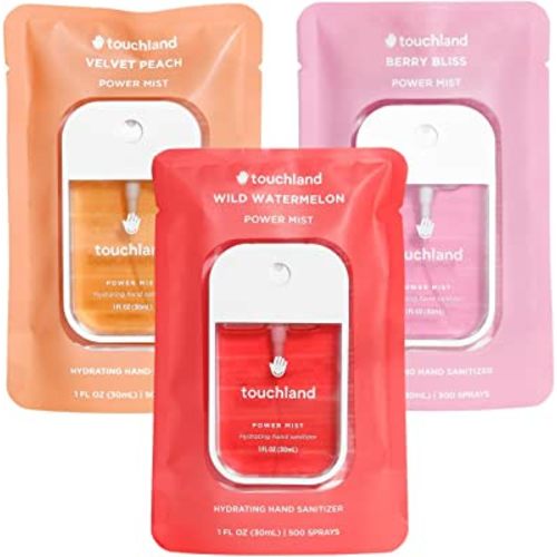 Touchland Power Mist Hydrating Hand Sanitizer JUICY 3-PACK | Watermelon, Peach, Berry | 500-Sprays each, 1FL OZ (Set of 3)