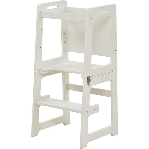 Avenlur Date 4-in-1 Foldable Kitchen Tower - Toddler Step Stool with Chalkboard, Desk Table and Chair - Waldorf and Montessori Kitchen Stool - Kitchen Stool Tower for Toddlers 18 Months to 6 Years