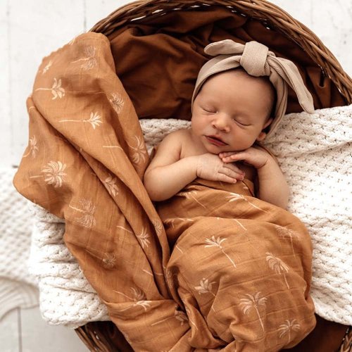 Bronze Palm Organic Muslin Wrap | Snuggle Hunny