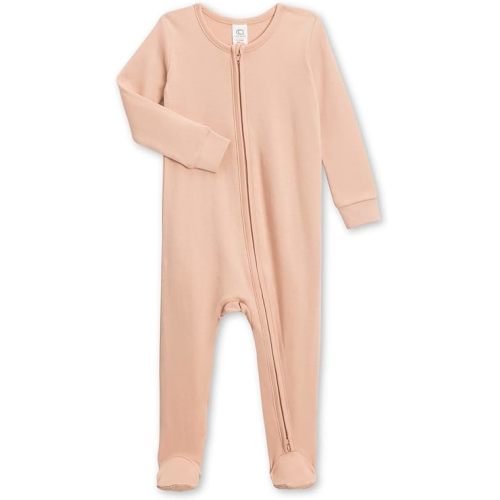 Colored Organics Baby Organic Cotton Peyton Zip Up Footed Sleeper - 0-3 Months - Blush