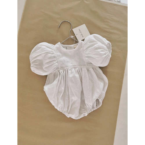 Poppy Romper in White Linen