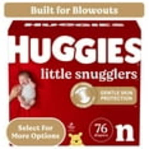 Huggies Little Snugglers Baby Diapers, Size Newborn (up to 10 lbs), 76 Ct (Select for More)
