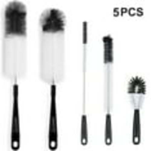 Tripumer 5 Pcs Bottle Cleaning Brush Set Long Handle Black Bottle Cleaner Sturdy Food Grade for Cleaning Bottles Sports Water Bottles Flask Black