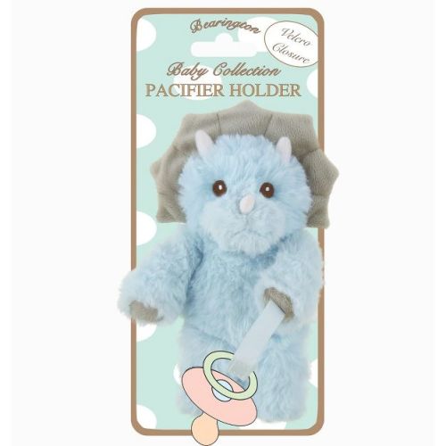 Bearington Lil' Tracer Plush Dinosaur Pacifier Holder, 7.5 Inches