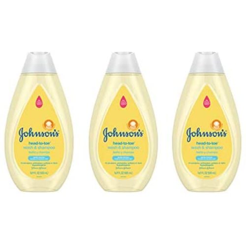 Johnson's Head-to-Toe Gentle Tear-Free Baby & Newborn Wash & Shampoo, Sulfate-, Paraben- Phthalate- & Dye-Free, Hypoallergenic Wash for Sensitive Skin & Hair, 3 x 16.9 fl. Oz (Amazon Exclusive)