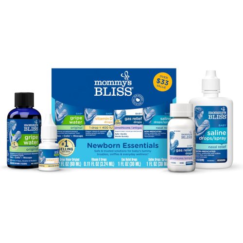 Amazon.com: Mommy's Bliss Newborn Essentials Gift Set, Includes Gripe Water, Baby Vitamin D / Gas Drops and Gentle Saline Drops/Spray : Baby