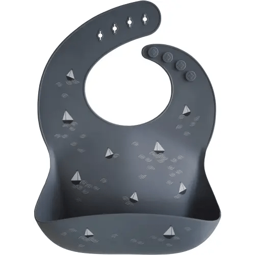 mushie Silicone Baby Bib | Adjustable Fit Waterproof Bibs (Boats)
