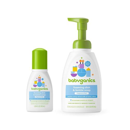 Babyganics Dish Giftset, Standard Pump, Travel Size and Refill, Fragrance Free