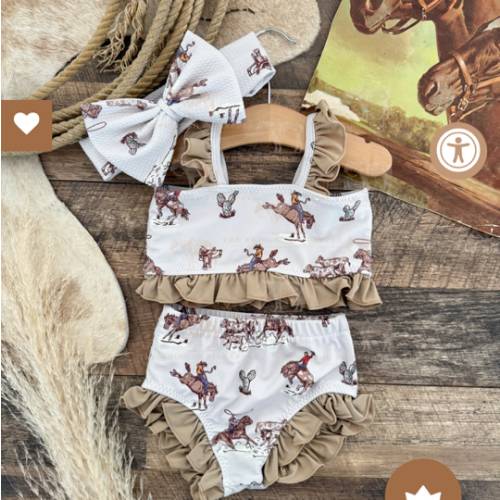 Buckaroo Bronc Two Piece Ruffle Swimsuit (Minis) – theFRINGEDpineapple