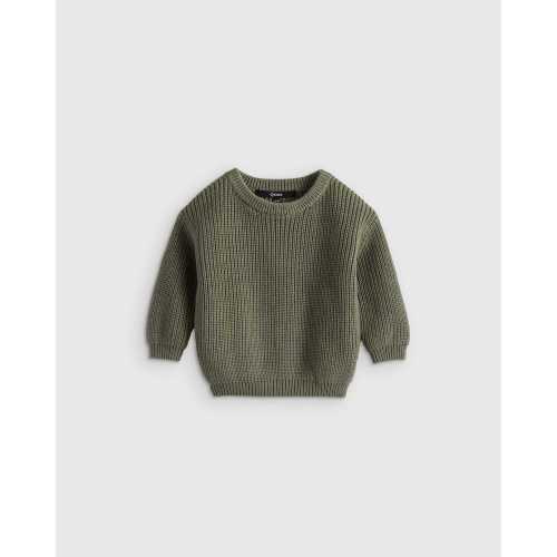 100% Organic Cotton Fisherman Tunic Sweater in Agave (6-9 M)