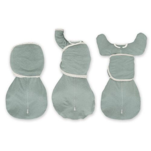 SwaddleDesigns Baby Omni Swaddle Sack with Wrap, Arms Up Elbow Length Sleeve with Mitten Cuffs - Heathered Jadeite 0-3m