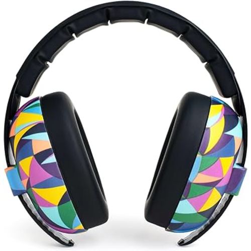 Banz Bubzee Baby Ear Defenders 0-2 Years - Loud Noise Canceling Baby Headphones & Toddler Ear Muffs, Size Adjustable - Kaleidoscope