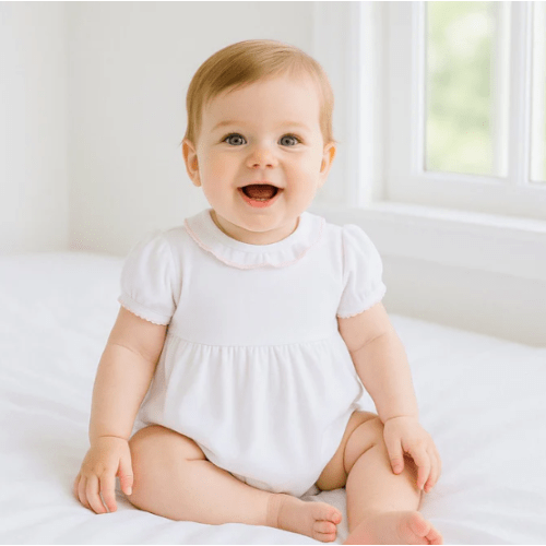 Essentials Solid Ruffle Bubble - White Pink