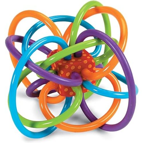 Amazon.com: Manhattan Toy Winkel Rattle & Sensory Teether Toy, Blue/Green/Orange, 5 Inch x 4 Inch x 3.5 Inch : Baby