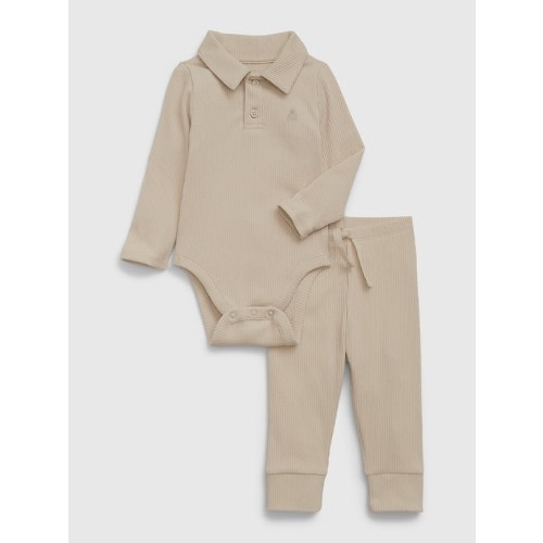 Baby First Favorites Rib Outfit Set in bedrock beige, size: 0-3 M