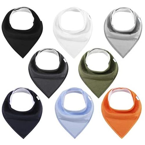 Baby Bibs 8 Pack Unisex Baby Bandana Drool Bibs for Boys & Girls Solid Colors by YOOFOSS