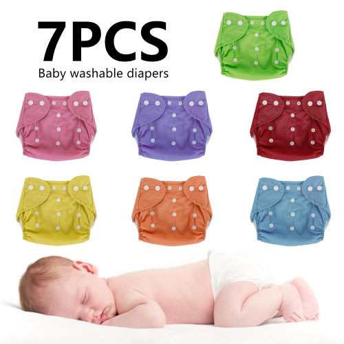 Qenwkxz 7PCS Baby Diapers Reusable Nappy Cover Pants Breathable Anti Side Leakage Diaper Pants Newborn Pocket Diapers