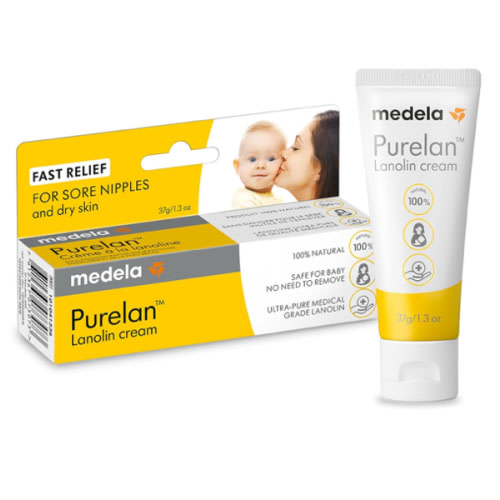 Medela Purelan Lanolin Nipple Cream, Fast Relief for Sore Nipples & Dry Skin During Breastfeeding, Safe for Breastfeeding Baby, Natural, Hypoallergenic, Fragrance-Free, 37g