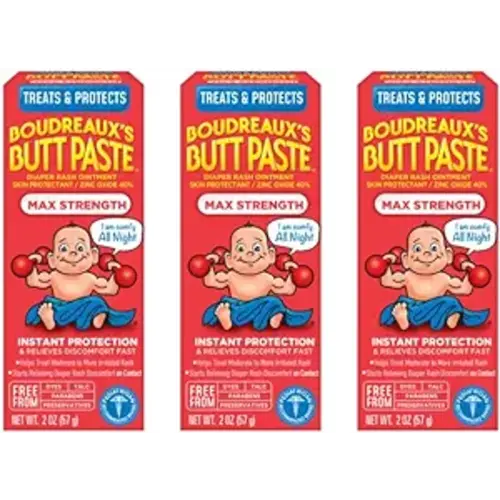 Boudreaux's Butt Paste Maximum Strength Diaper Rash Cream, Ointment for Baby, 2 oz Tube, 3 Pack - 2 Ounce (Pack of 3)