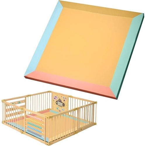 Play Mat for 8-Panel Playpen – Padded Playpen Floor Mat, Wipeable PU Leather Cover, Soft Foam Core, Under the Sea