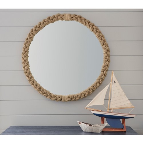 Braided Natural Rope Round Mirror (30")