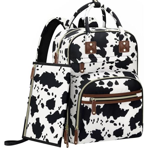 Tenot Diaper Bag Backpack for Women with Changing Pad, Baby Bag with Insulated Pockets Multifunctional Diaper Bags For Baby Girl Boy Waterproof Baby Bags For Boys Girls Maternity Bag Cow Print