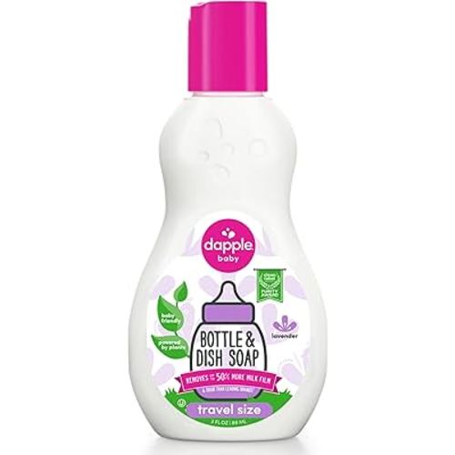 Dapple Baby Bottle Soap, Hypoallergenic Dish Soap for Baby Bottles, Powered by Plants, Travel Size, Lavender, 3 Fl Oz (Pack of 1)