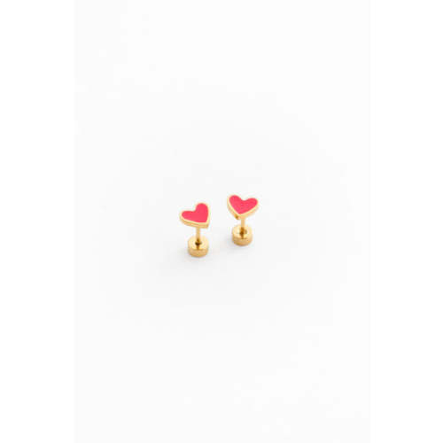 Hypoallergenic gold and enamel Neon Pink Heart – Pip Pop Post
