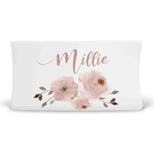 Millie's Dusty Rose Garden Personalized Changing Pad Cover
