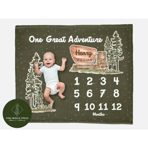 Custom Name National Park Milestone Blanket - Personalized Baby Shower Gift | Unique National Park Themed Baby Blanket or Large Throw