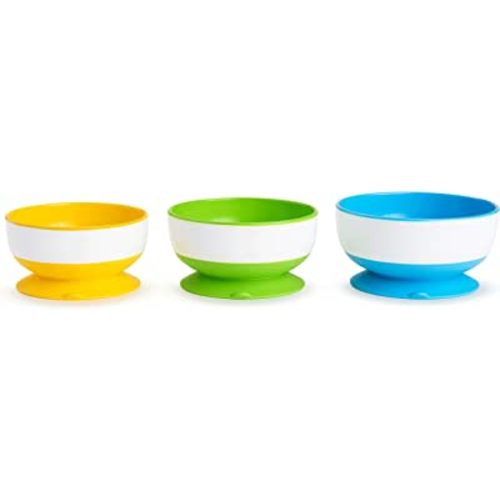 Munchkin® Stay Put™ Suction Bowls for Babies and Toddlers, 3 Pack, Blue/Green/Yellow