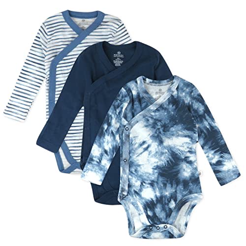 HonestBaby Baby Long Sleeve Side-Snap Organic Cotton Kimono Bodysuits (3 Pack)