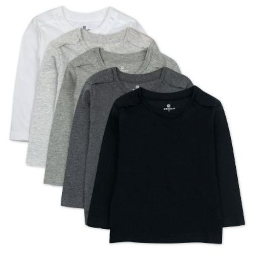 5-Pack Organic Cotton Long Sleeve T-Shirts Gray Ombre Newborn