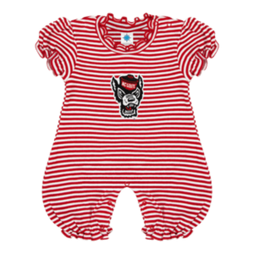 NC State Wolfpack Red and White Striped Wolfhead Bubble Romper – Red and White Shop