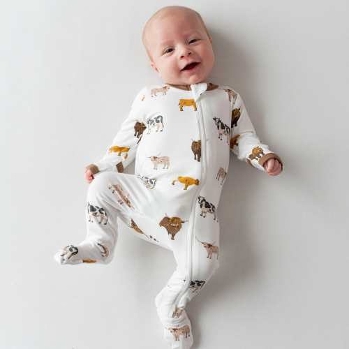 Zippered Footie in Moo