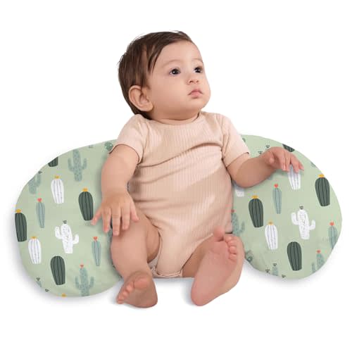 Little Grape Land Nursing Pillow,Upgraded Breast Feeding Pillow for Mom,Breastfeeding & Bottle Feeding for 0–12 Months, Soft Machine Washable Cover with Firm Breathable Filling for Tummy Time, Cactus