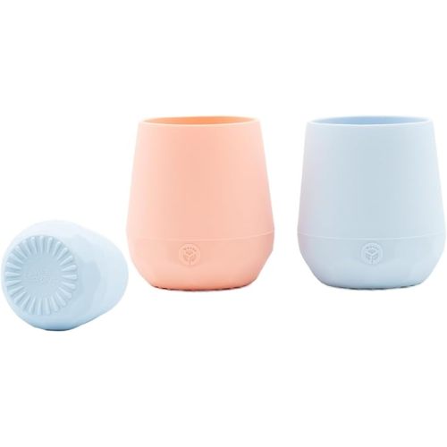 WeeSprout Silicone Baby Training Cups - Set of 2 Soft Silicone Cups - 2 oz Open Cup for Baby 6+ Months - Non-Slip Grip, Weighted Base - Gentle on Gums & Teeth (Pastel Blue & Pastel Coral)