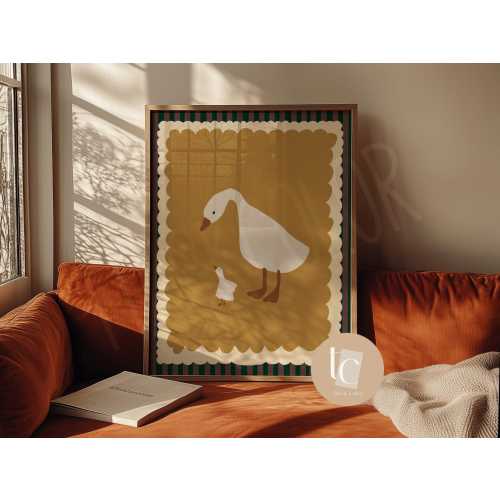 Silly Geese Nursery Print, Retro Kids Room Wall Art