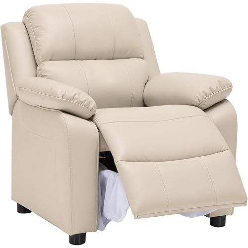 JC Home Macaron Kids Reclining Chair Leather Recliner Sofa Push Back Toddler Youth Children Child Ages 2-8