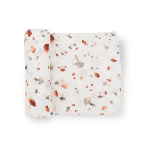 Cotton Muslin Swaddle Blanket - Mushrooms