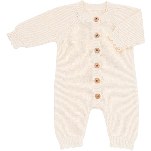 Avibae Baby Knit Romper, Cotton Long Sleeve Sweater for Newborn Infant, Baby Boys and Girls Onesie for 0-9 Months