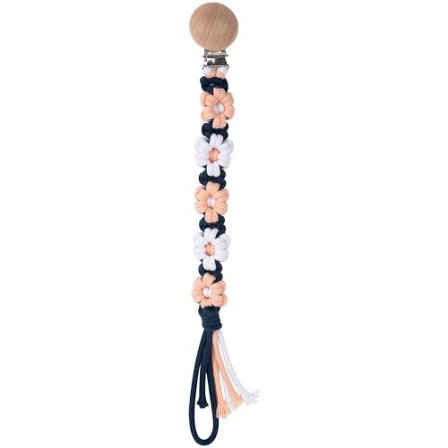 Pacifier Clip for Boys Girls Floral Daisy Macrame Baby Paci Clip Pacifier Holder Leash Boho Wooden Clips Handmade Braided Cotton Binky Clips (1pack:Sailor Style)