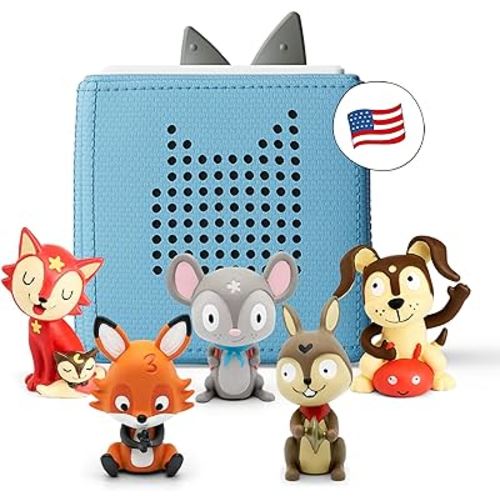 Toniebox Audio Player Starter Set with Counting Songs, Bedtime Songs, Sing-Along Songs, Travel Songs, and Playtime Puppy - Listen, Learn, and Play with One Huggable Little Box - Light Blue